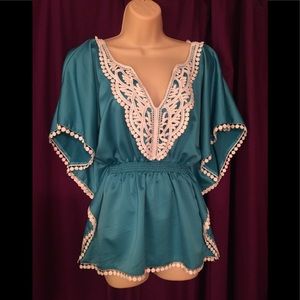 Aqua Blue Silky Blouse
